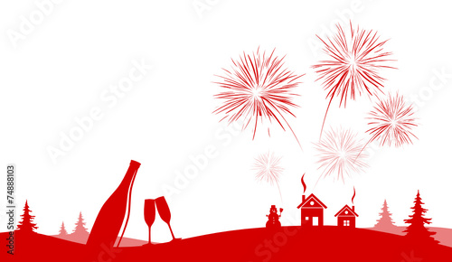 Silvester feuerwerk rot