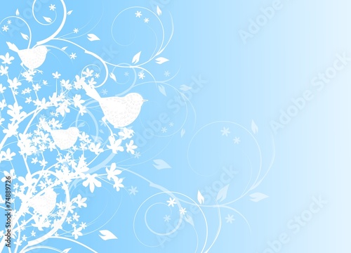 Blue background with birds
