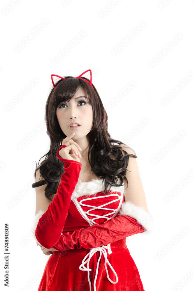 sexy christmas girl on white background