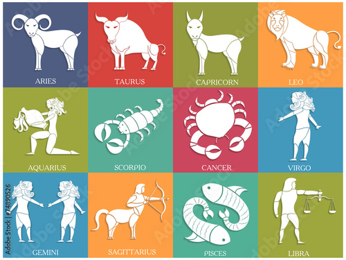 Twelve Horoscope or Zodiac sign collection.