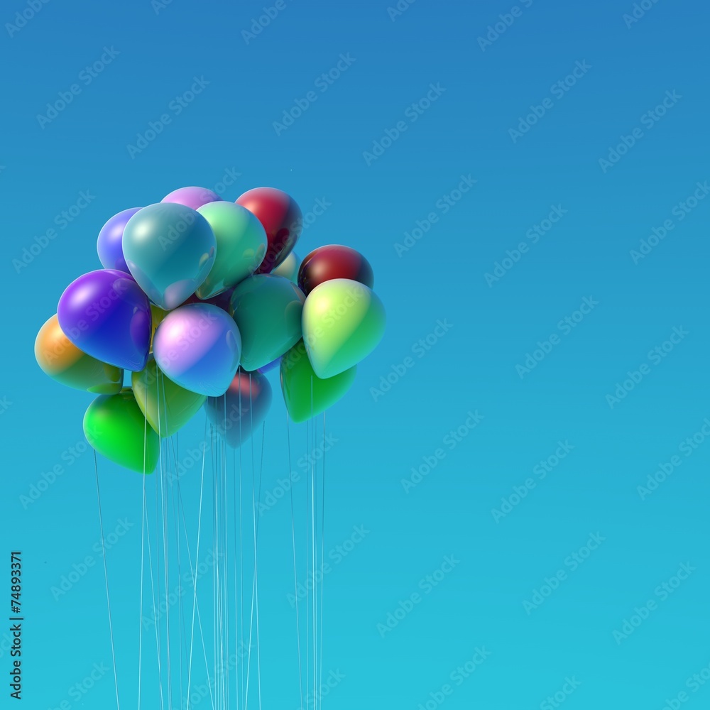Balloons at Blue Sky Background Balloons at Blue Sky Background