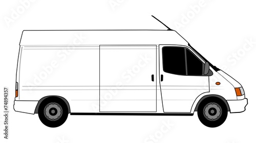 Illustration of white delivery car