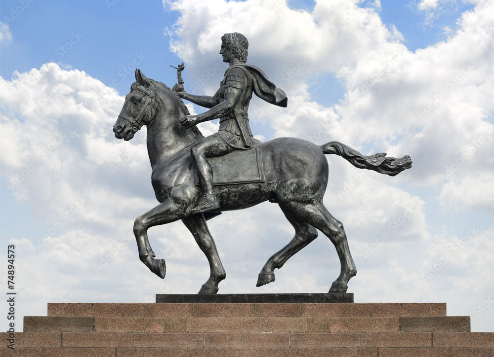Alexander The Great on Horse over Blue Sky