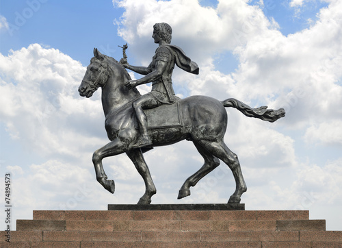Canvas-taulu Alexander The Great on Horse over Blue Sky