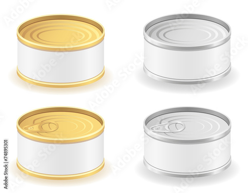 metal tin can set icons vector illustration
