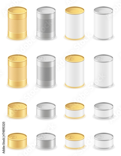 metal tin can set icons vector illustration