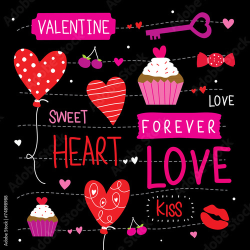 Valentine I Love You Sweetheart Cute Cartoon Vector photo