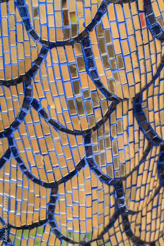 Decorative stained old glass pattern design on wall