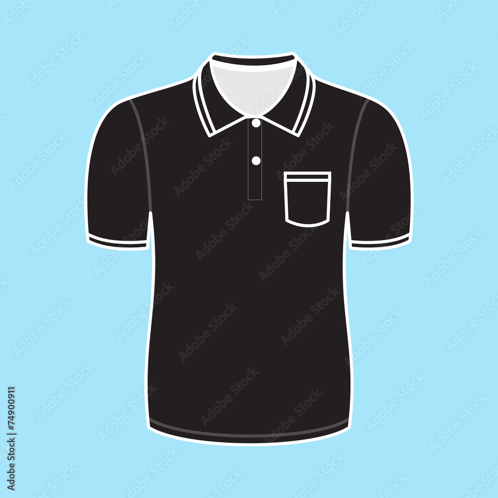 Black polo shirt outline on white background Black polo shirt outline on white background