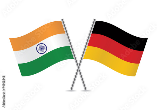 German and Indian flags. Vector illustration.