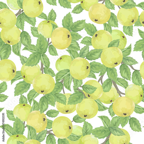 Summer pattern with green apples