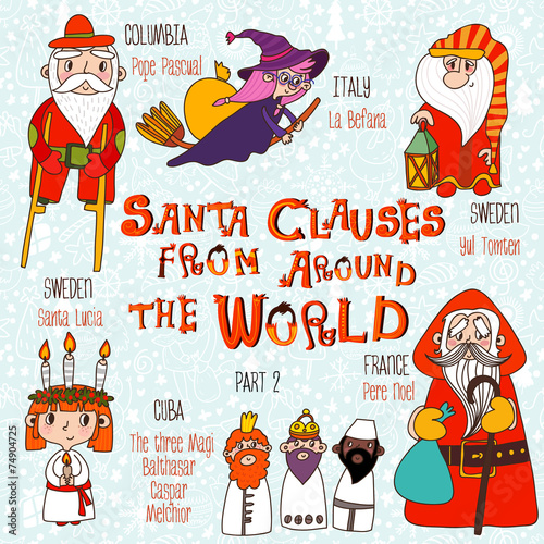 Christmas set - Santa Clauses from Around the World. Part 2: Pop