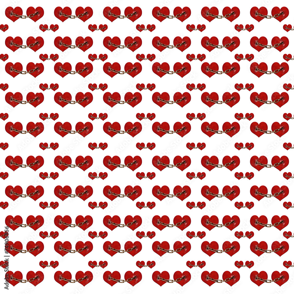 Chained Hearts Digital Collage Illustration Chained Hearts Digital Collage Illustration