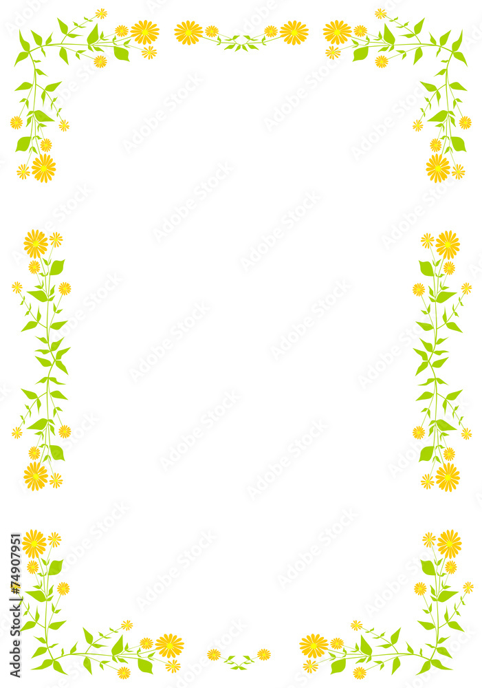 Frame with plant and orange flowers. Frame with plant and orange flowers.