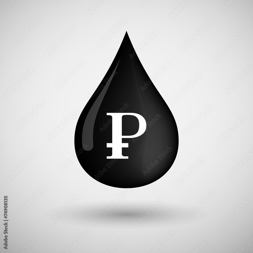 Oil drop icon with a currency sign Oil drop icon with a currency sign