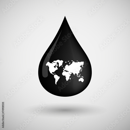 Oil drop icon with a world map