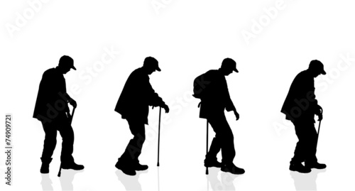 Vector silhouette of a old man.