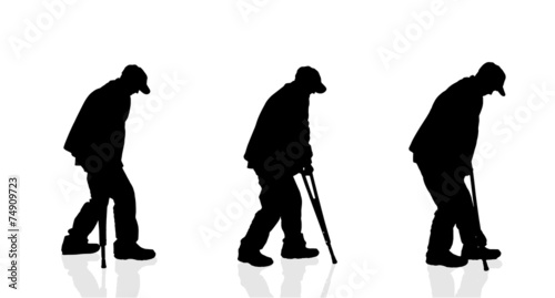 Vector silhouette of a old man.