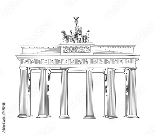 The Brandenburg gate, Berlin, germany. Famous building sketch