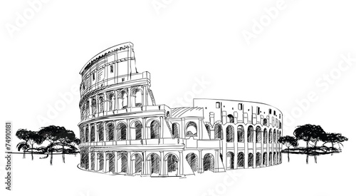 Canvas Print Colosseum in Rome, Italy. Landmark Coliseum, city landscape.