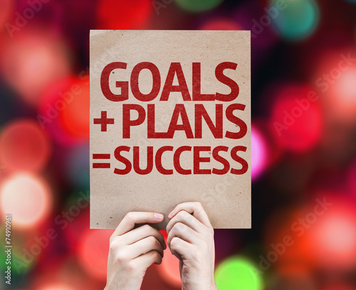 Goals + Plans = Success card with colorful background