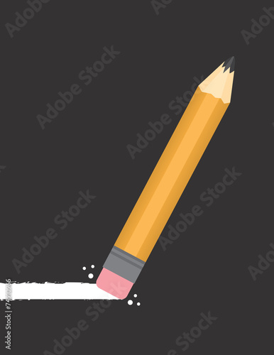 Pencil erasing through dark background