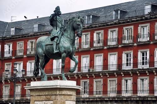 Statue at Plaza Mayor in Madrid