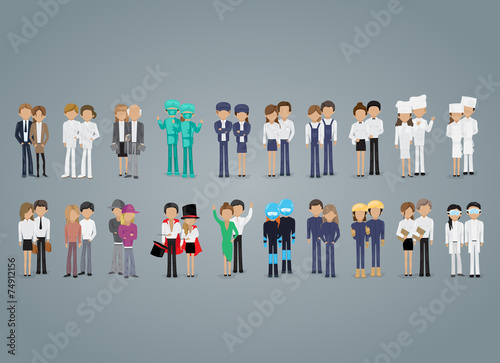 People Of Different Professions Set - Isolated On Gray