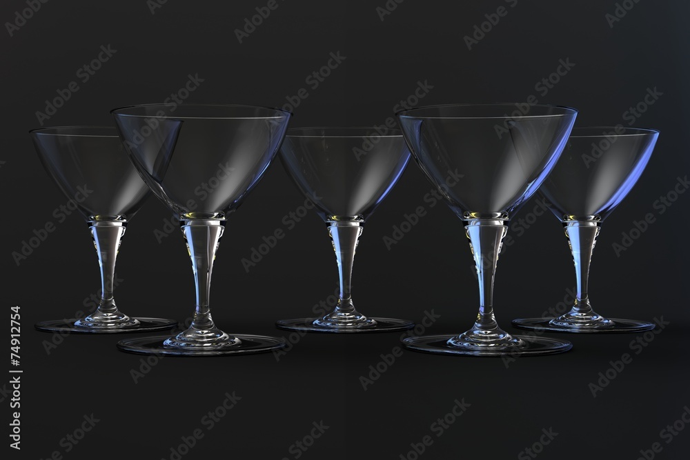 Martini glasses on a dark background, crystal. Martini glasses on a dark background, crystal.