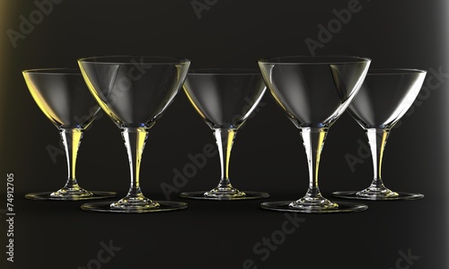 Martini glasses on a dark background, crystal.