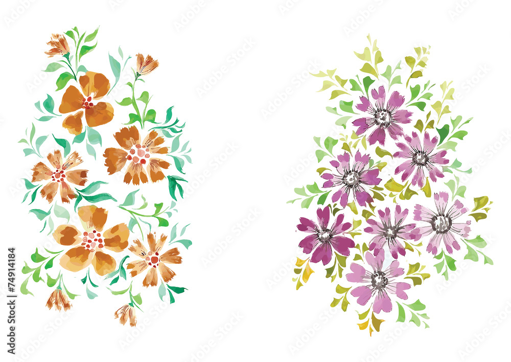 watercolor flowers in different styles watercolor flowers in different styles