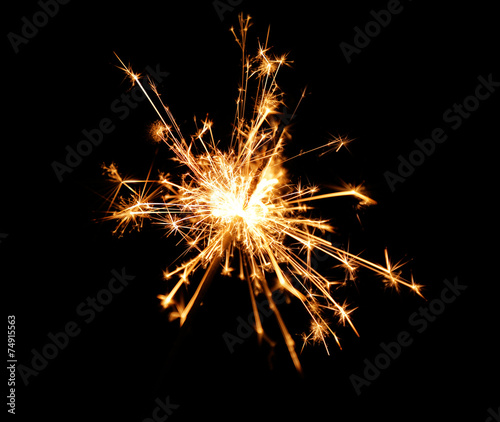 Beautiful sparkler on black background  close up