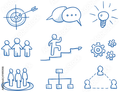 Icon set business strategy & teamwork