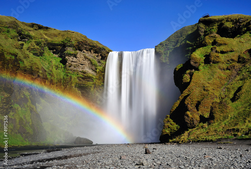 Long exposure of Skogafoss waterfall in Iceland