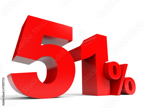 Red fifty one percent off. Discount 51%.