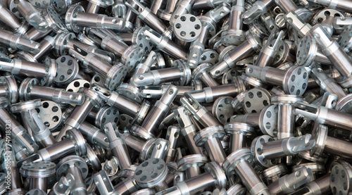 Closeup of many metal gears