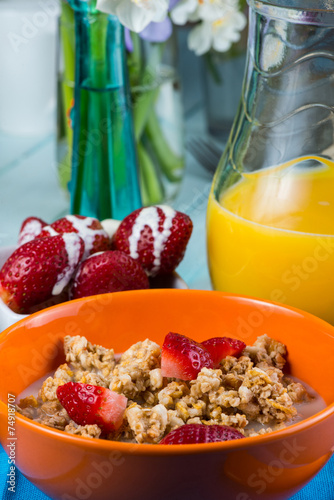 Cereals with fruin in vibrant colors photo