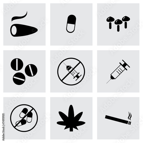 Vector black drugs icon set