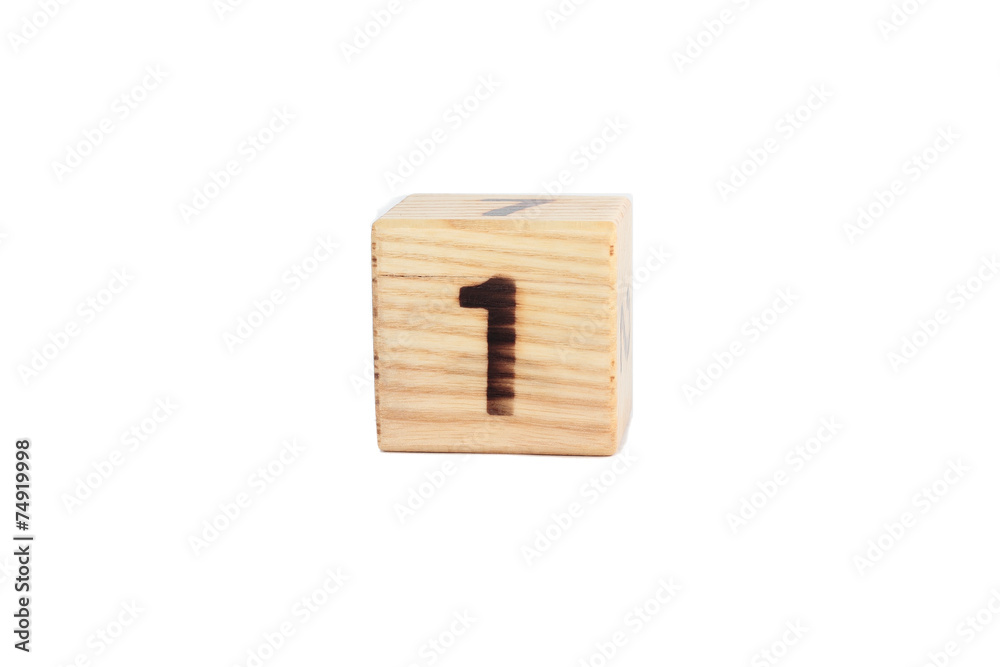 number 1 on the wooden cube number 1 on the wooden cube