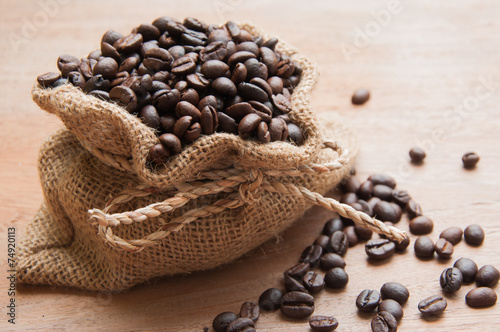 Studio Shot of Coffee Beans in a Bag