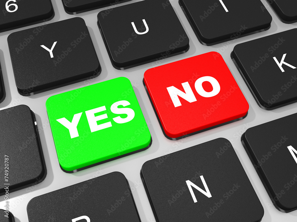 YES and NO key on keyboard of laptop computer. YES and NO key on keyboard of laptop computer.