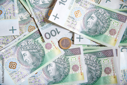 One euro and polish zloty