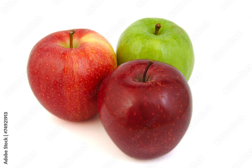 Set of three red and green apples Set of three red and green apples
