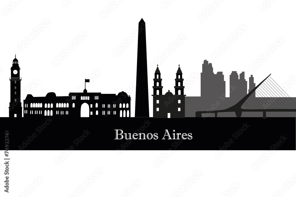Naklejka premium Buenos Aires city skyline silhouette. vector illustration