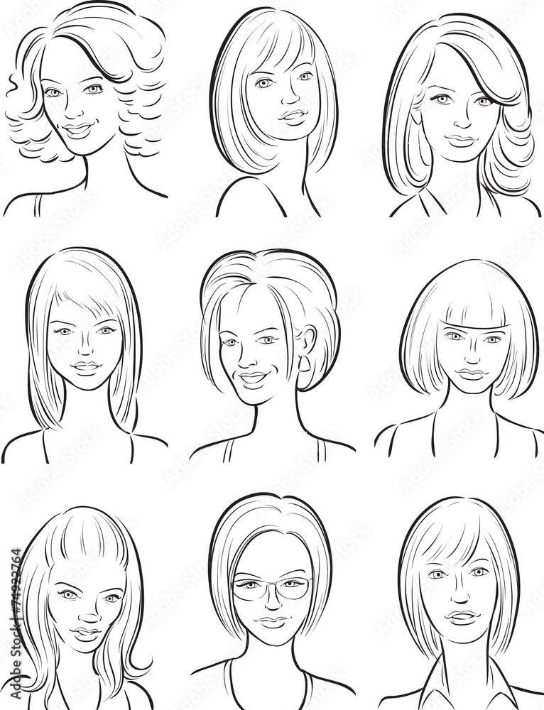 whiteboard drawing - beautiful women faces collection whiteboard drawing - beautiful women faces collection