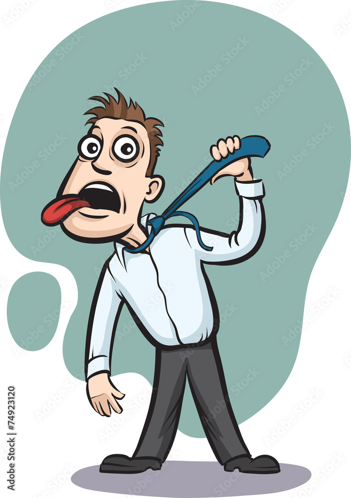 Businessman hanging himself by tie Businessman hanging himself by tie