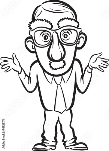 whiteboard drawing - businessman apologizing wearing a mask