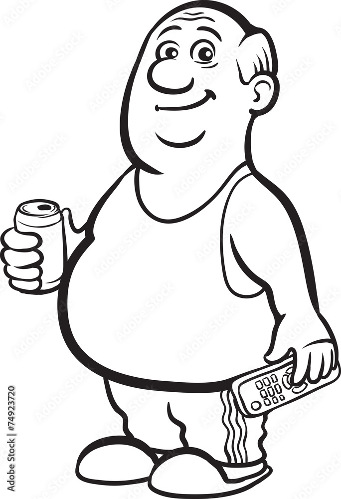 whiteboard drawing - cartoon fat retired man with beer can and t Stock  Vector | Adobe Stock