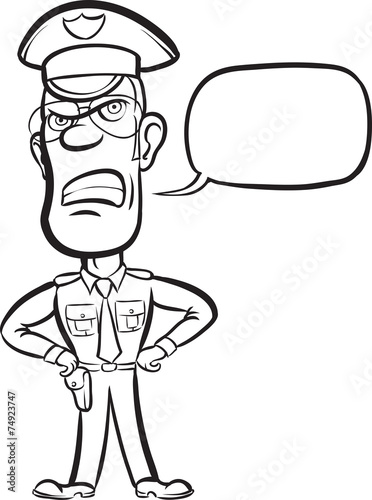 whiteboard drawing - cartoon policeman with speech bubble