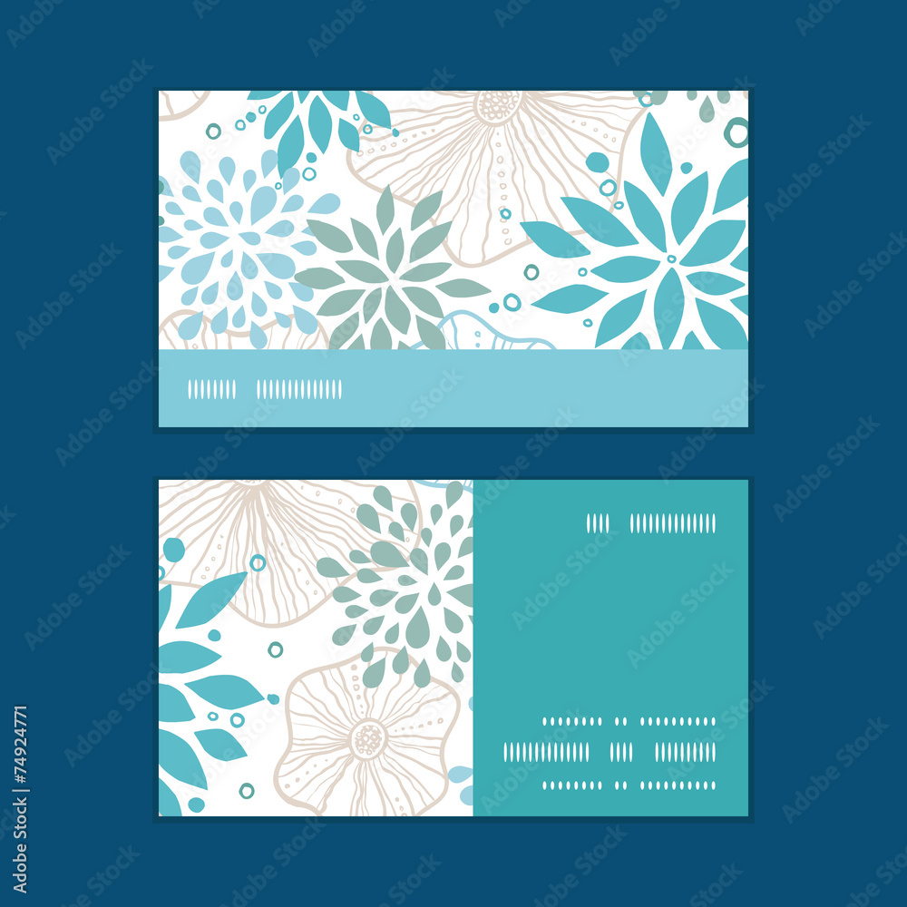 Vector blue and gray plants horizontal stripe frame pattern